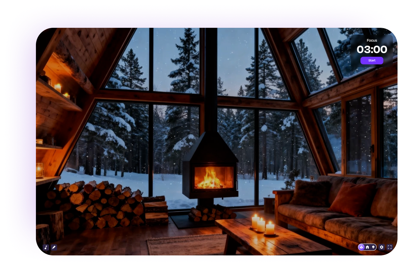 2 images from the Flocus Dashboard showing soundscape settings and theme selection