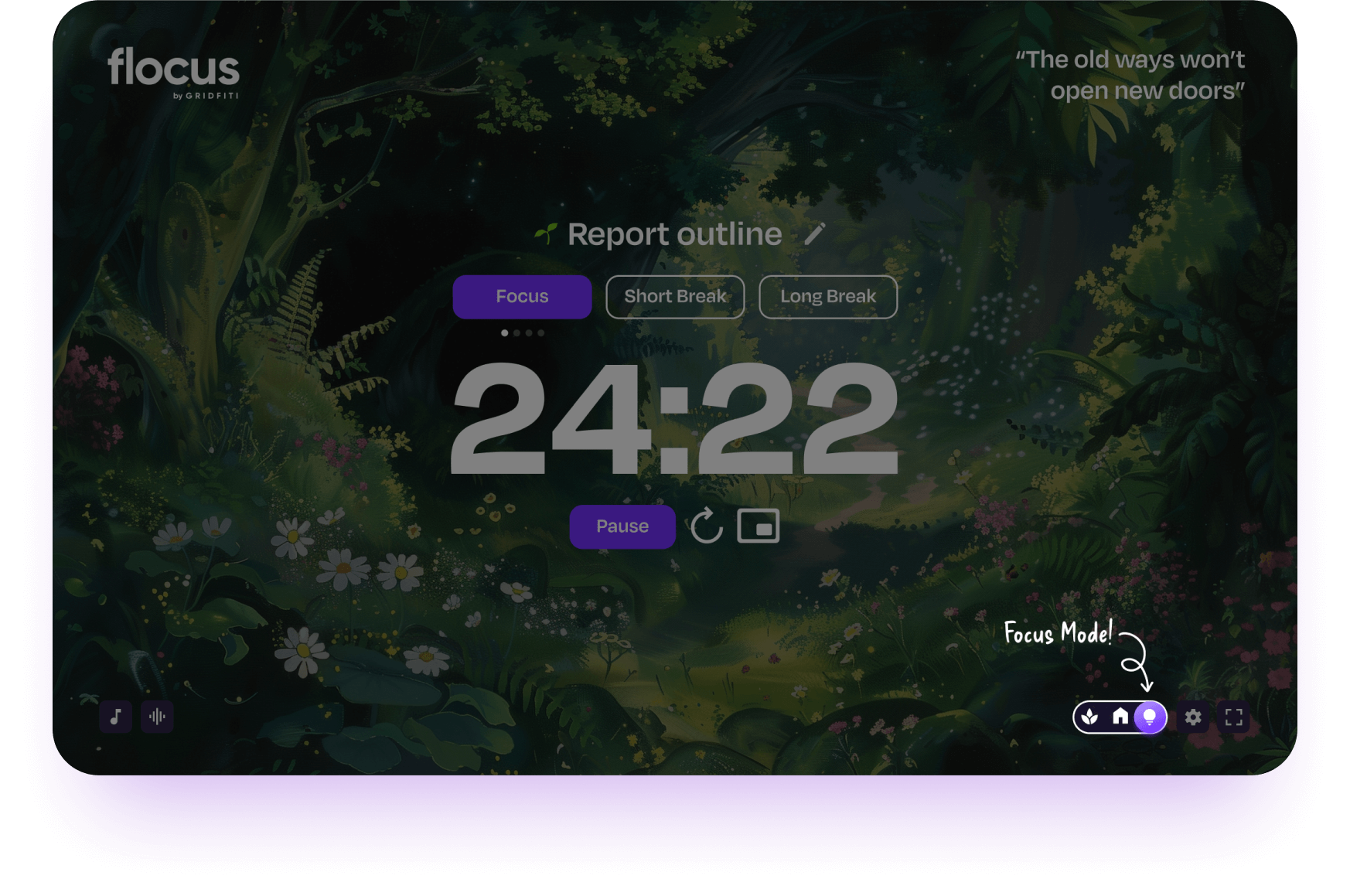 A highlight showing where to click in the Flocus Dashboard to change to timer mode