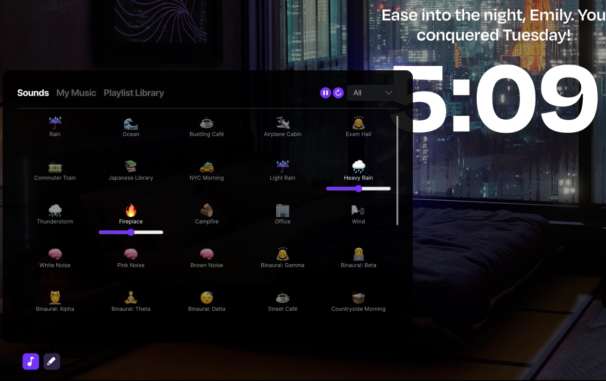 2 images from the Flocus Dashboard showing the timer and settings