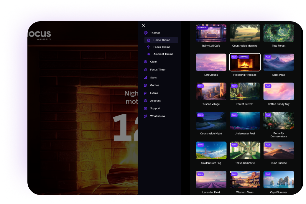 2 images from the Flocus Dashboard showing the timer and settings