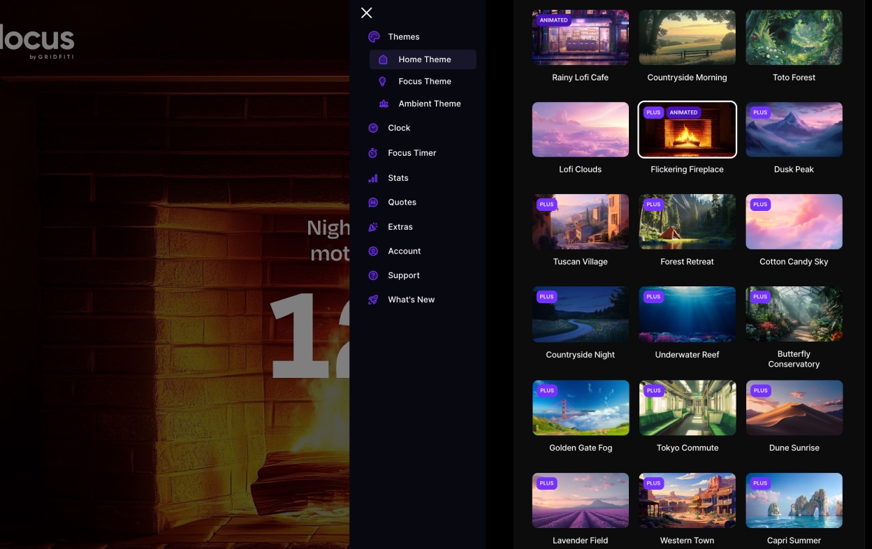2 images from the Flocus Dashboard showing the timer and settings