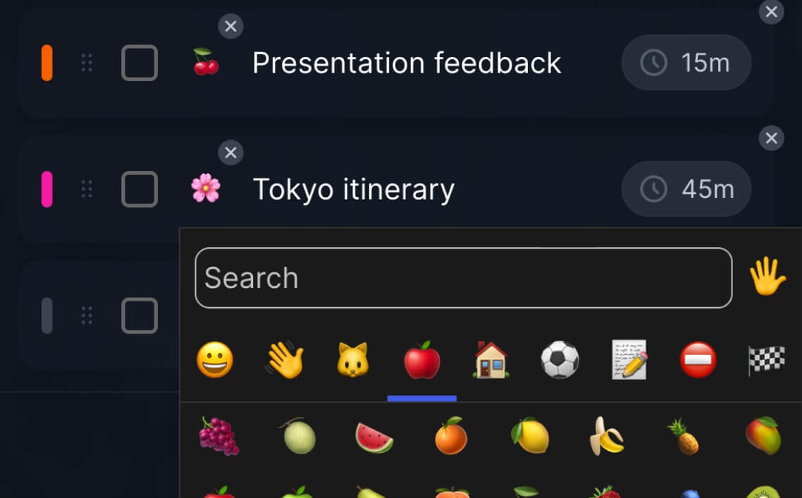 Screenshots of the task timer and task list in Flocus